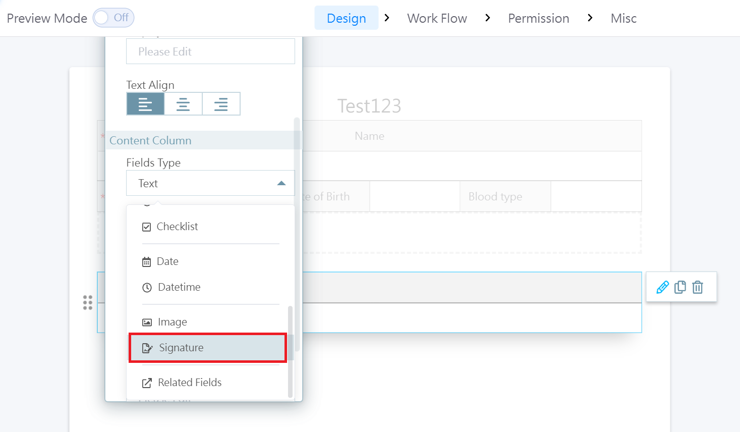 How can I create a hand-written signature column?