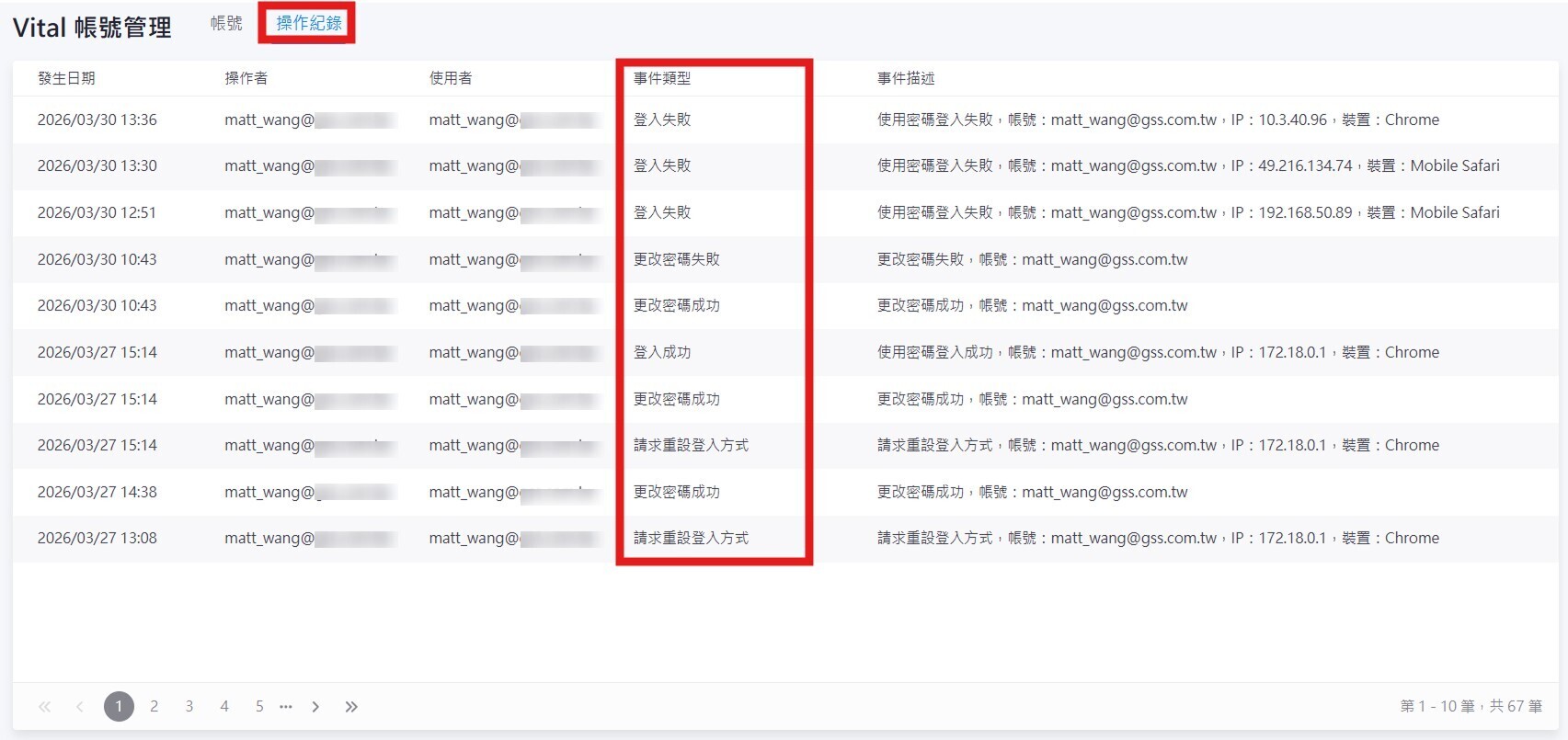 操作紀錄